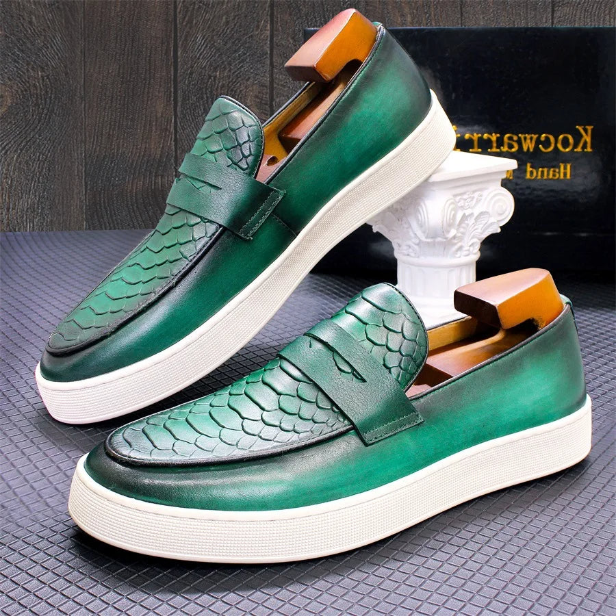 Green color male shoes 2023 sapato de casamento for men